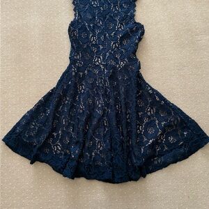 City Studio Navy Lace Fit & Flare Dress Size 3